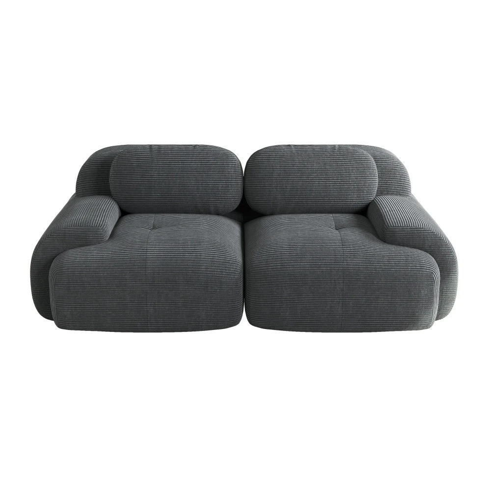 SOFA Loveseat mit gebogenen Armlehnen und rutschfester Unterseite, Grau - Grau, Textil (138/70/103cm) - Kaket