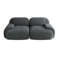 SOFA Loveseat mit gebogenen Armlehnen und rutschfester Unterseite, Grau - Grau, Textil (138/70/103cm) - Kaket