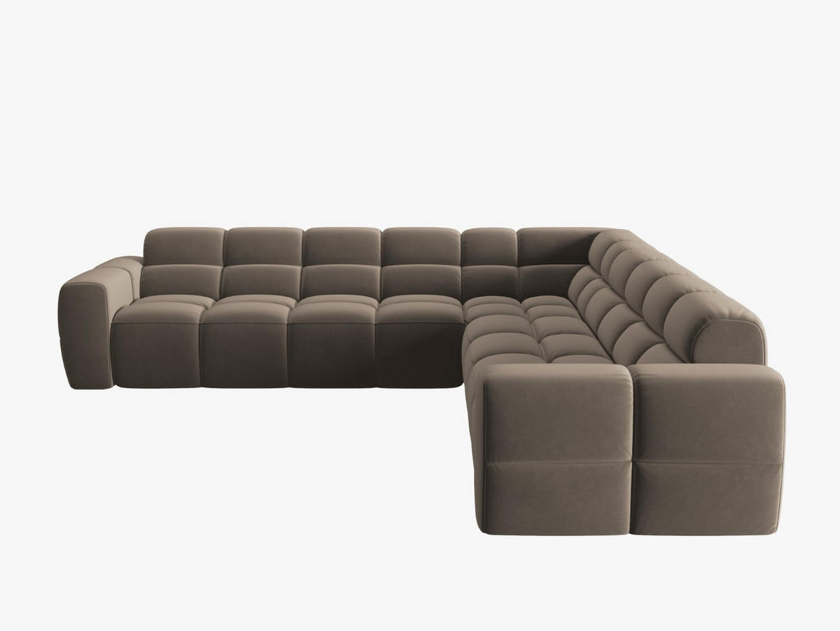 ECKSOFA Lisa aus Samt hellbraun 5 Sitzplätze - Hellbraun, Textil (310/310cm) - Micadoni