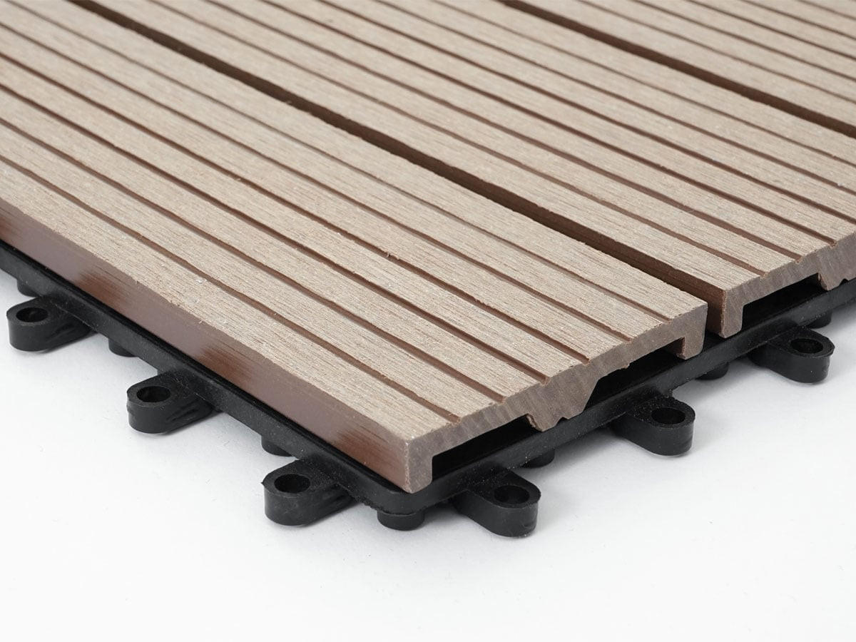 WPC BODENFLIESE 11x 30x30cm Basis Teak linear - Teakfarben, Kunststoff (30/30/2cm) - BERLINLODGE