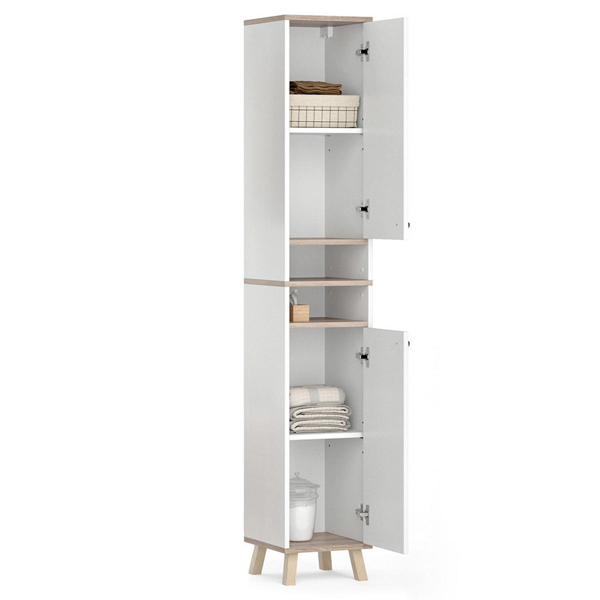 BADSCHRANK Senyo Weiß 30 x 174 cm - Weiß, Holzwerkstoff (30/174/30cm) - Vicco