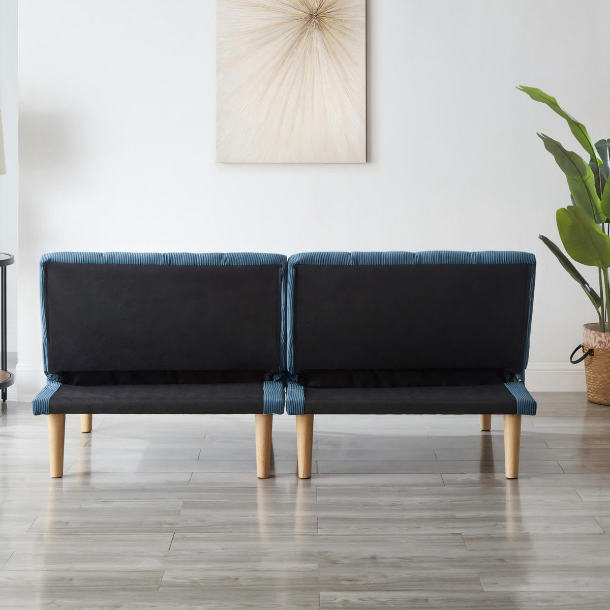 SCHLAFSOFA 167 cm aus Cord mit 3-fach verstellbarer Rückenlehne Blau - Blau, Textil (82/72/167cm) - Modenvie