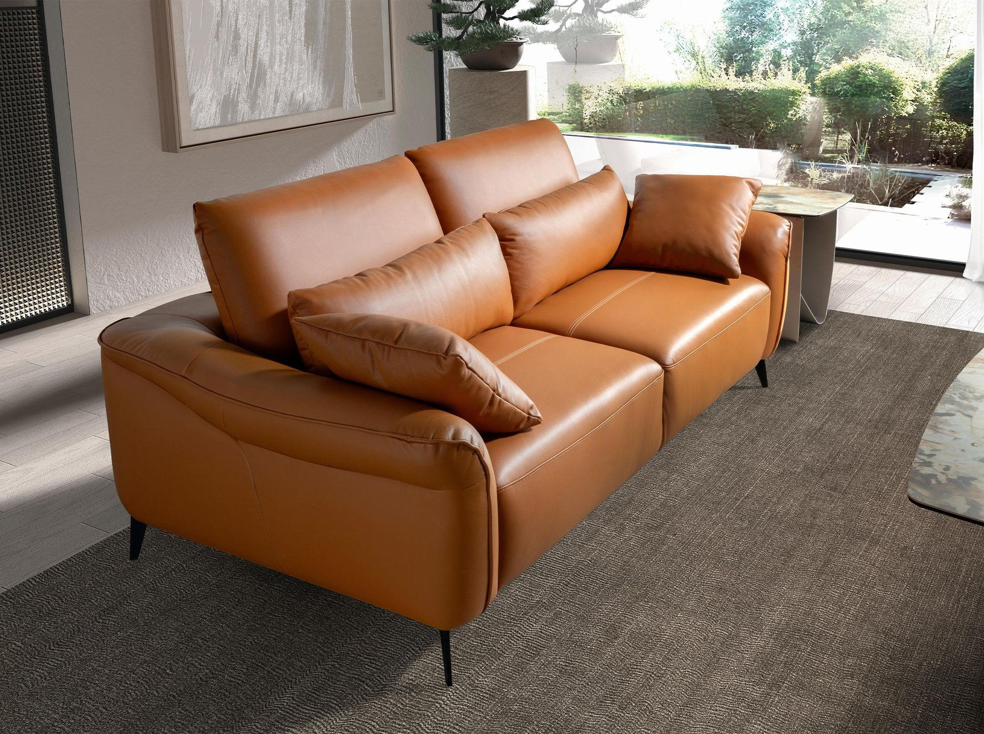 SOFA Klassisch Braun Schwarz 209/107/105 cm - Braun, Leder/Metall (209/105/107cm) - ANGEL CERDA
