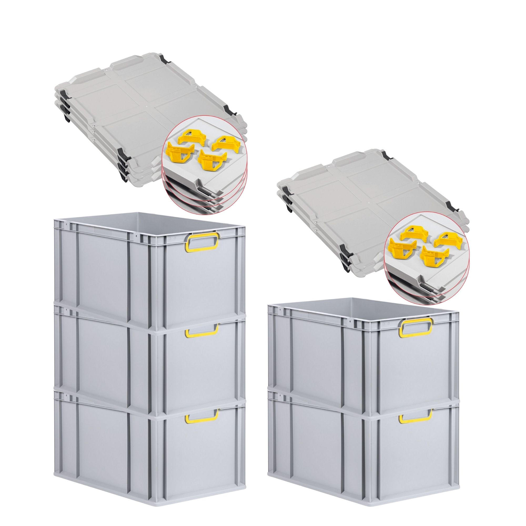EUROBOX 5x Nextgen Color Mit Auflagedeckel 32x40x60cm Griffe Gelb Geschlossen - Gelb, Kunststoff (40/32/60cm) - PROREGAL