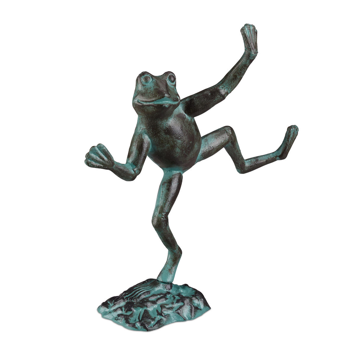 GARTENFIGUR Frosch - Dunkelgrün, Metall (31/33/9.5cm) - Relaxdays