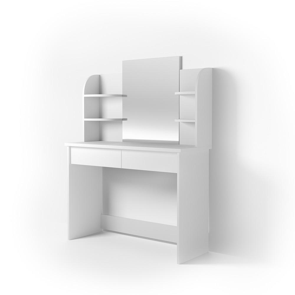 SCHMINKTISCH Charlotte Weiß 108 cm mit Spiegel - Weiß, Holzwerkstoff (108/139/40cm) - Vicco