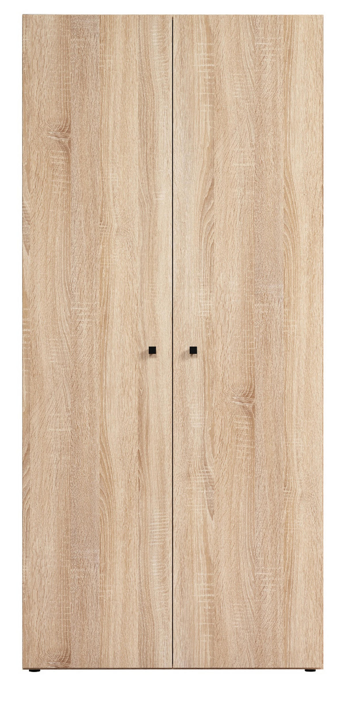 KLEIDERSCHRANK Eiche Sonoma hell 81 x 176 cm, Drehtürenschrank 2-türig - Schwarz/Sonoma Eiche, Holzwerkstoff/Kunststoff (81/176/51cm) - Top.Furn
