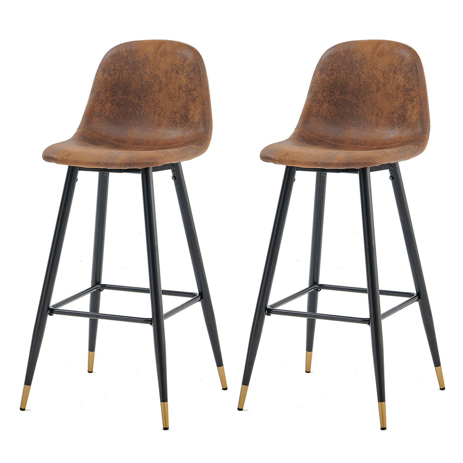 BARHOCKER 2er-Set, gepolstert, Bezug in Wildlederoptik, Braun - Braun, Metall (51.5/101.5/42cm) - Meubles Cosy