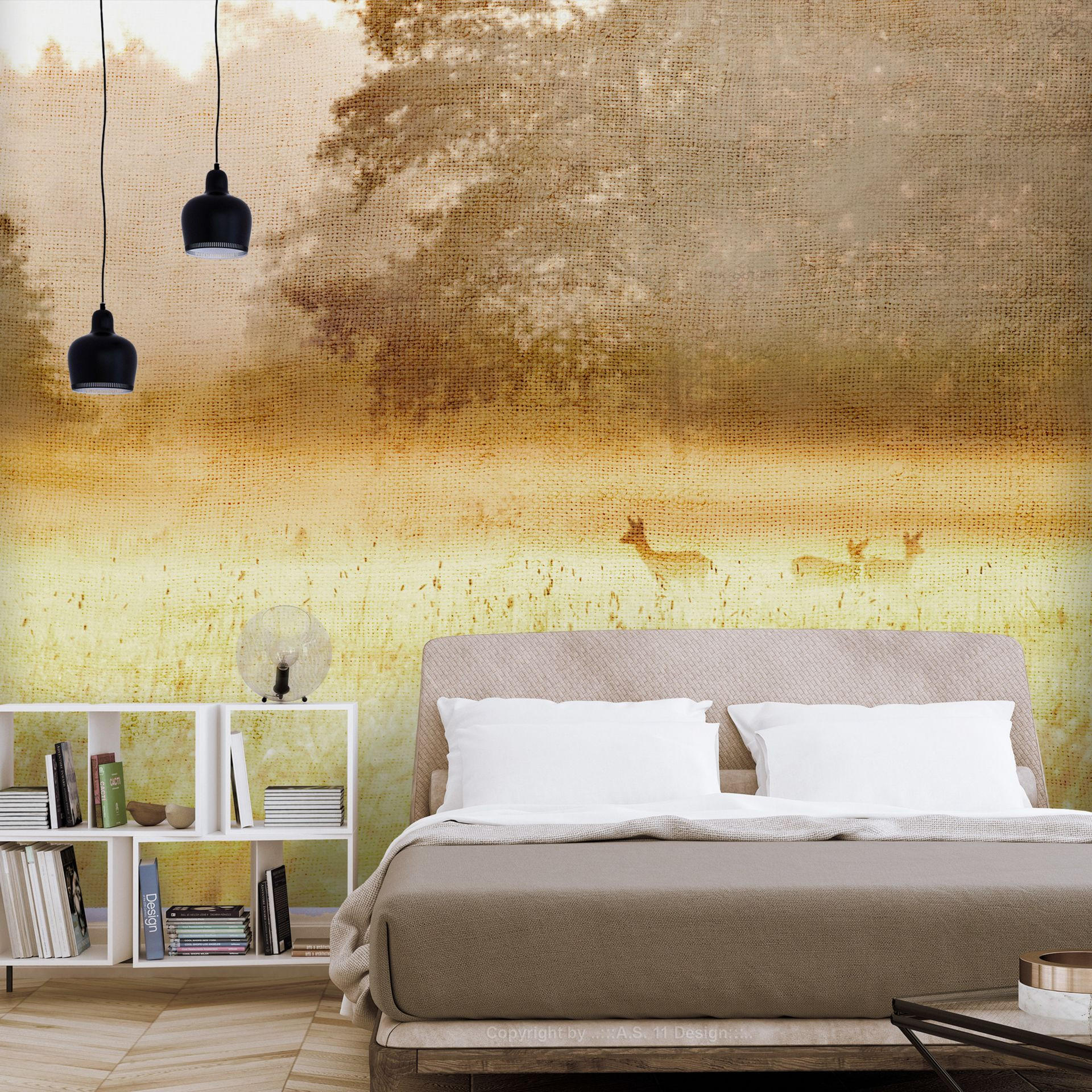 SELBSTKLEBENDE FOTOTAPETE 98/70 cm - Gelb/Braun, Kunststoff/Textil (98/1cm) - KUNSTLOFT