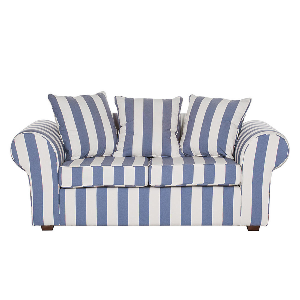 2-SITZER SOFA - Webstoff, gestreift - Blau, Textil (187/88/88cm) - home24