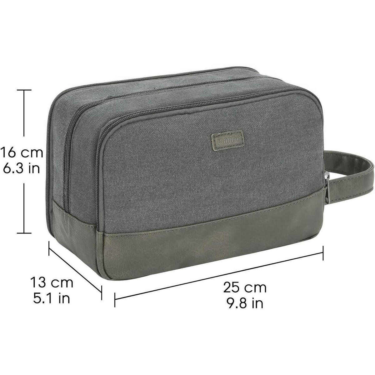 KULTURTASCHE Herren Grau Canvas Wasserabweisend - Grau, Textil (4.5/18.2/28.2cm)