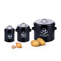 3XKARTOFFEL-AUFBEWAHRUNGSBOX - Schwarz, Metall - Relaxdays