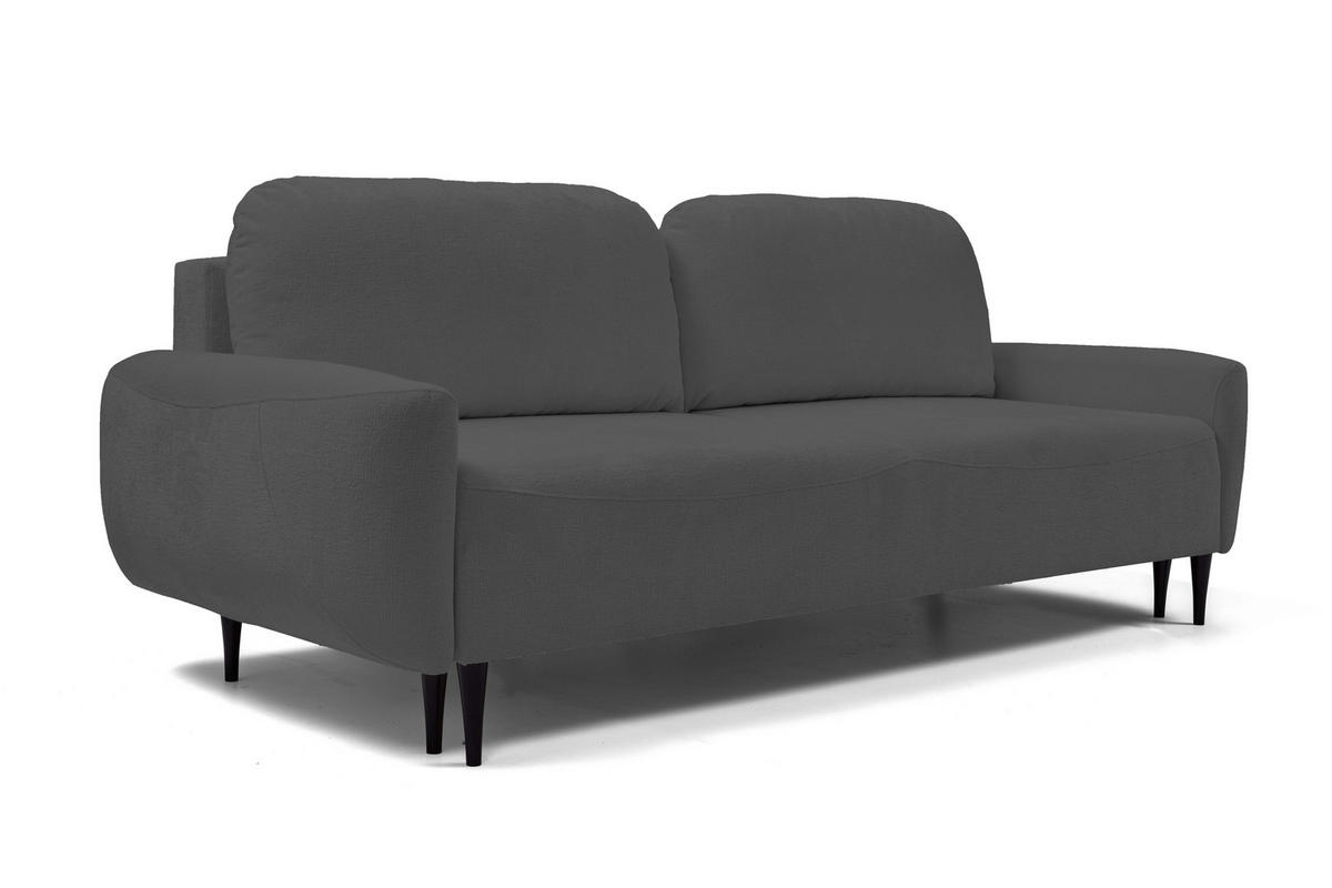 SOFA BOHO Mit Schlaffunktion Und Bettkasten, Wellenfederung, PUR-Schaum, Holzfüße, lose Rückenkissen, freistehend, 244x102x92 cm Graphite - Graphitfarben, Holz/Textil (244/92/102cm) - DomoHome