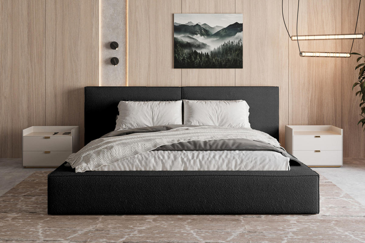 BETT - Polsterbett 06 140x200 - Schwarz (Anthology 19) - Schwarz, Holz (140/200cm) - Möblo