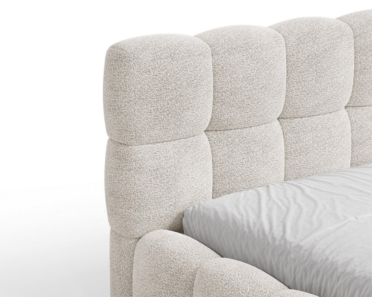 POLSTERBETT - Bett 19 - 140x200 - Elfenbein (Arena 01) - Creme, Holzwerkstoff/Textil (140/200cm) - Möblo