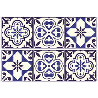 WANDTATTOO Fliesenmuster 65 x 42.5 cm - Blau, Papier (65/42.5/42.5cm) - Sanders & Sanders