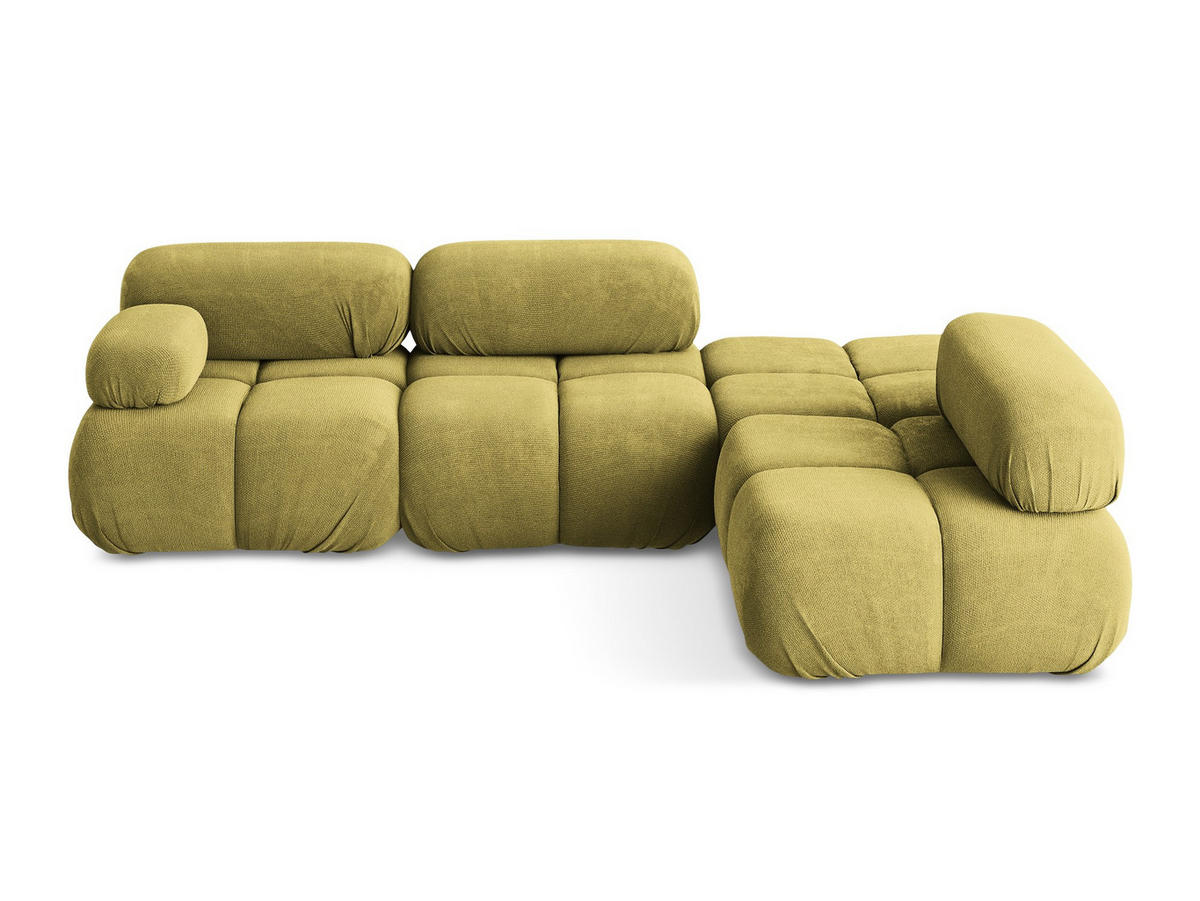 ECKSOFA Rechts Chenille Stoff Grün - Limette/Schwarz, Kunststoff/Textil (285/190cm) - Makamii