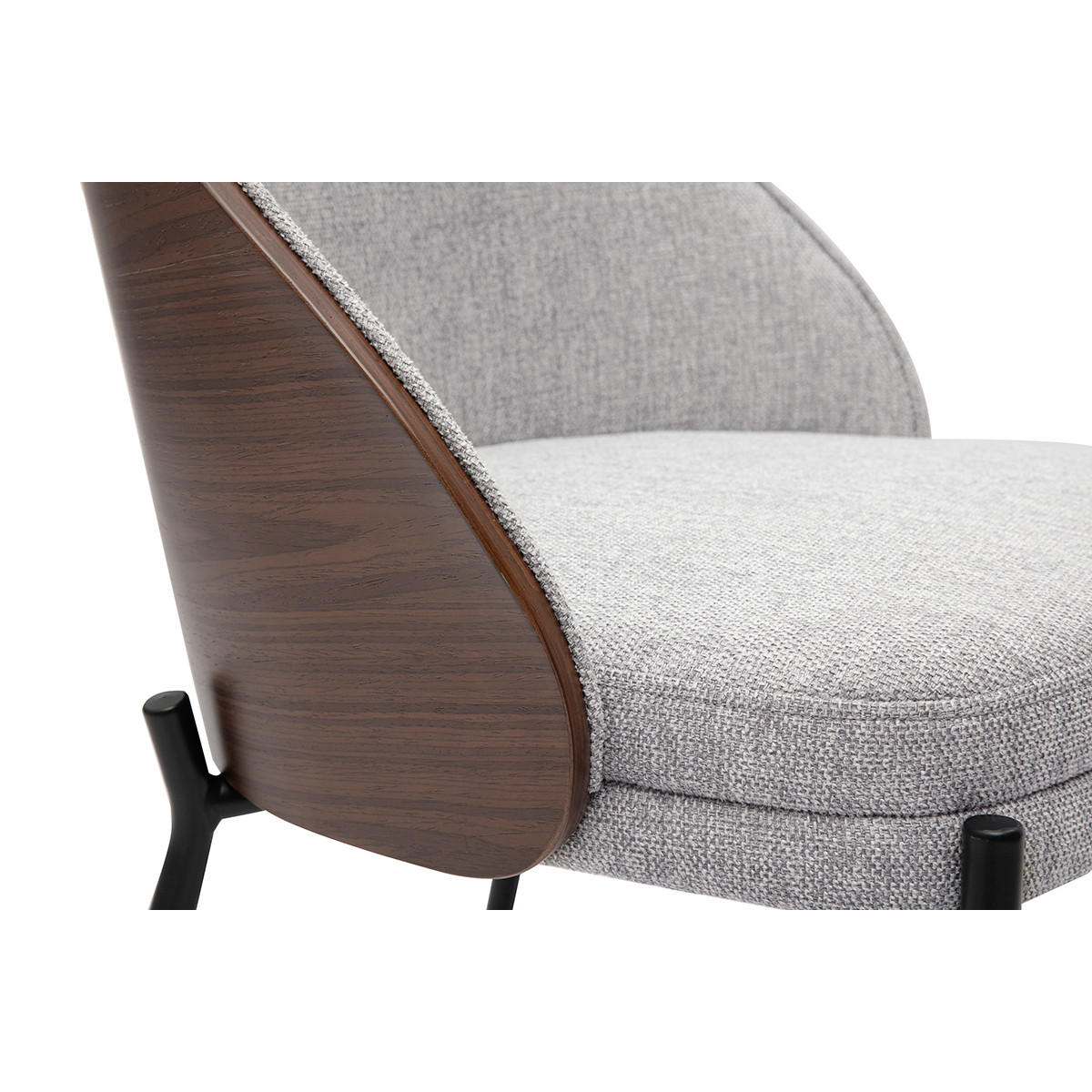 STÜHLE aus grauem Samt-Effekt Stoff, dunkles Holz und Metall (2er Set) TUCSON - Grau, Textil (50.5/74.5/53cm) - Miliboo