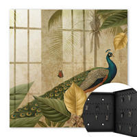 SCHLÜSSELBOX Schwarz 30x30 cm- Türöffnung nach rechts - Exotische Landschaft - Beige, Metall (30/30/5cm) - TULUP