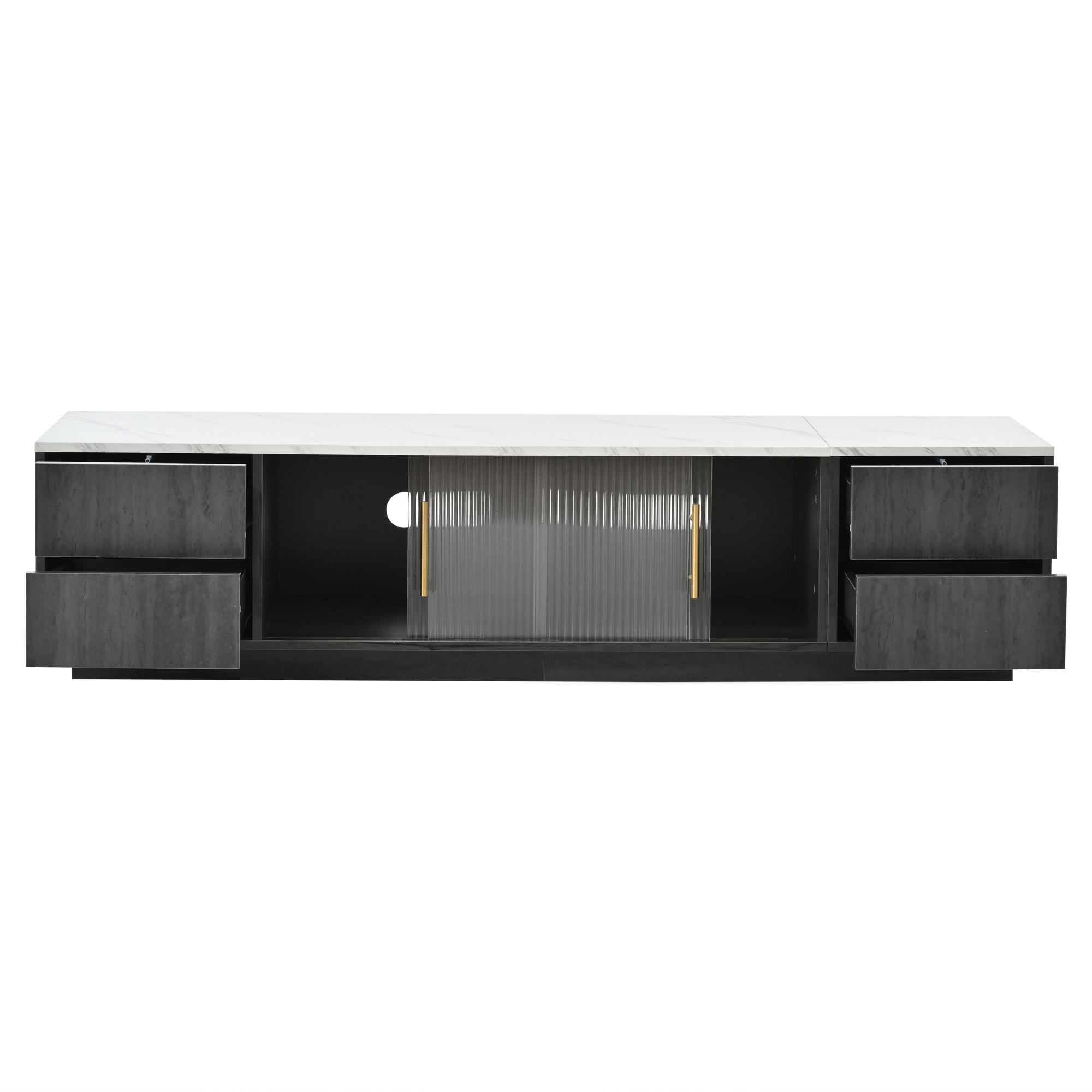 TV-ELEMENT 160/40/38.5 cm Grau mit 4 Schubladen - Grau, Holz (160/38.5/40cm) - Oxeza