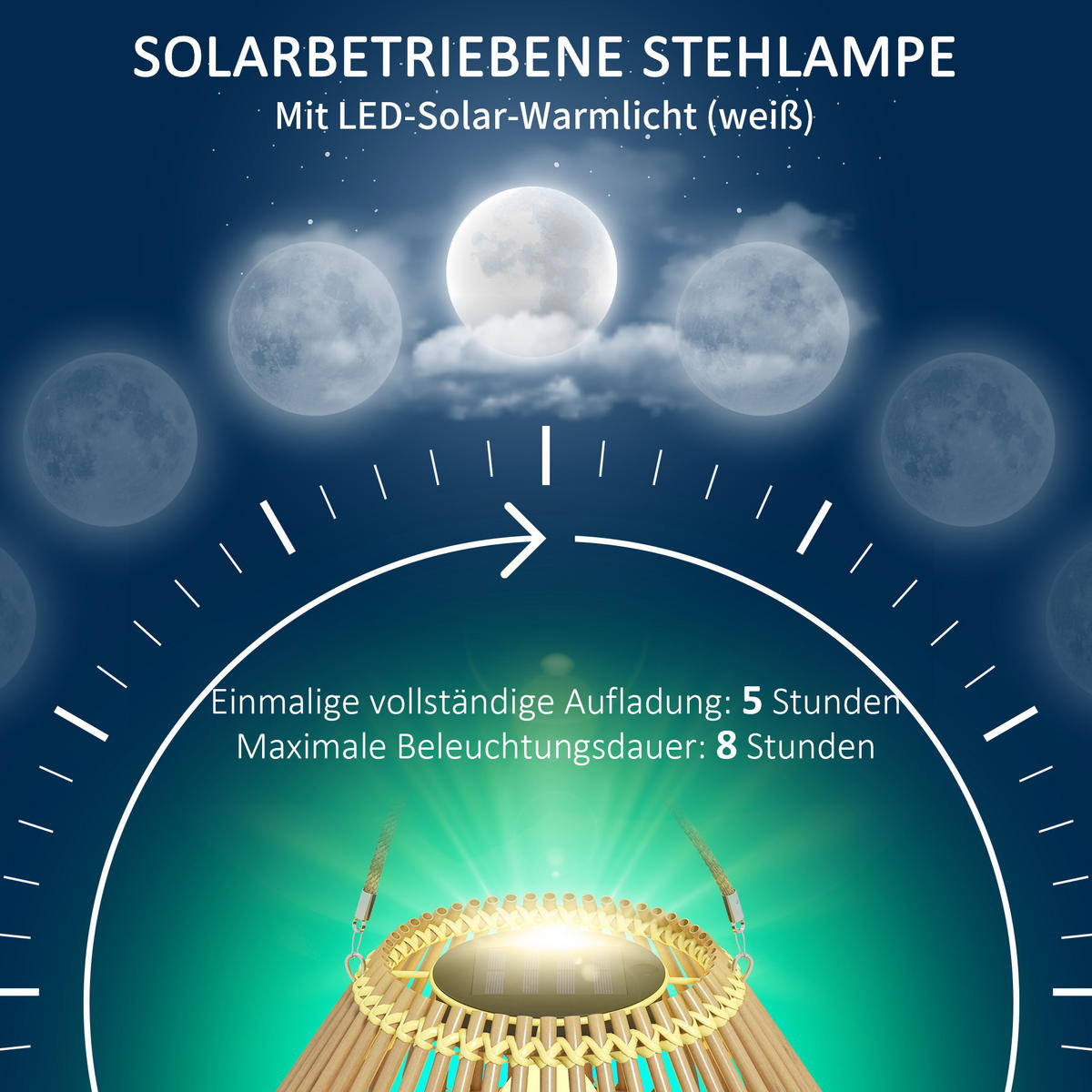 SOLARLEUCHTE, für Terrasse, Balkon, Stahl, Gelb - Gelb, Kunststoff (31/31/32cm) - Outsunny