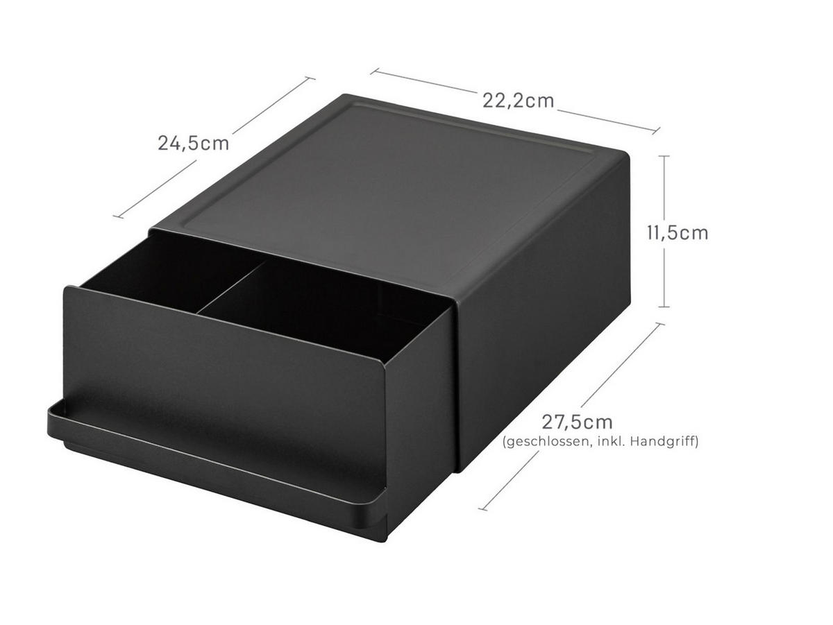 ARBEITSPLATTEN-SCHUBLADE Tower schwarz 22/11/27 cm - Schwarz, Metall (22/11/27cm) - Yamazaki
