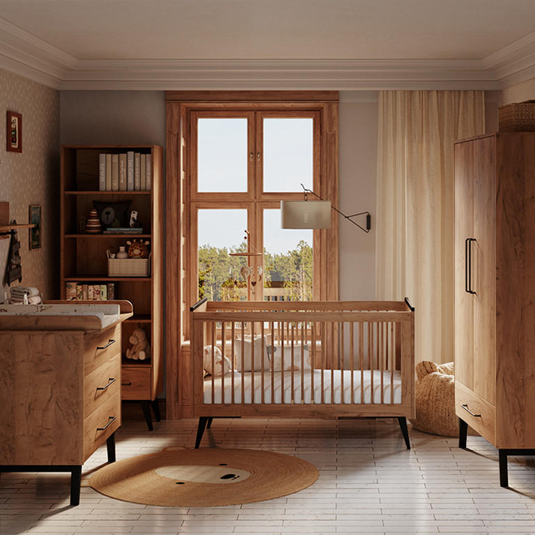 POKOJ PRO MIMINKO 3DÍLNÝ Retro Dřevo - hnědá, kompozitní dřevo (144.4/91.6/75.2cm) - Petits-meubles