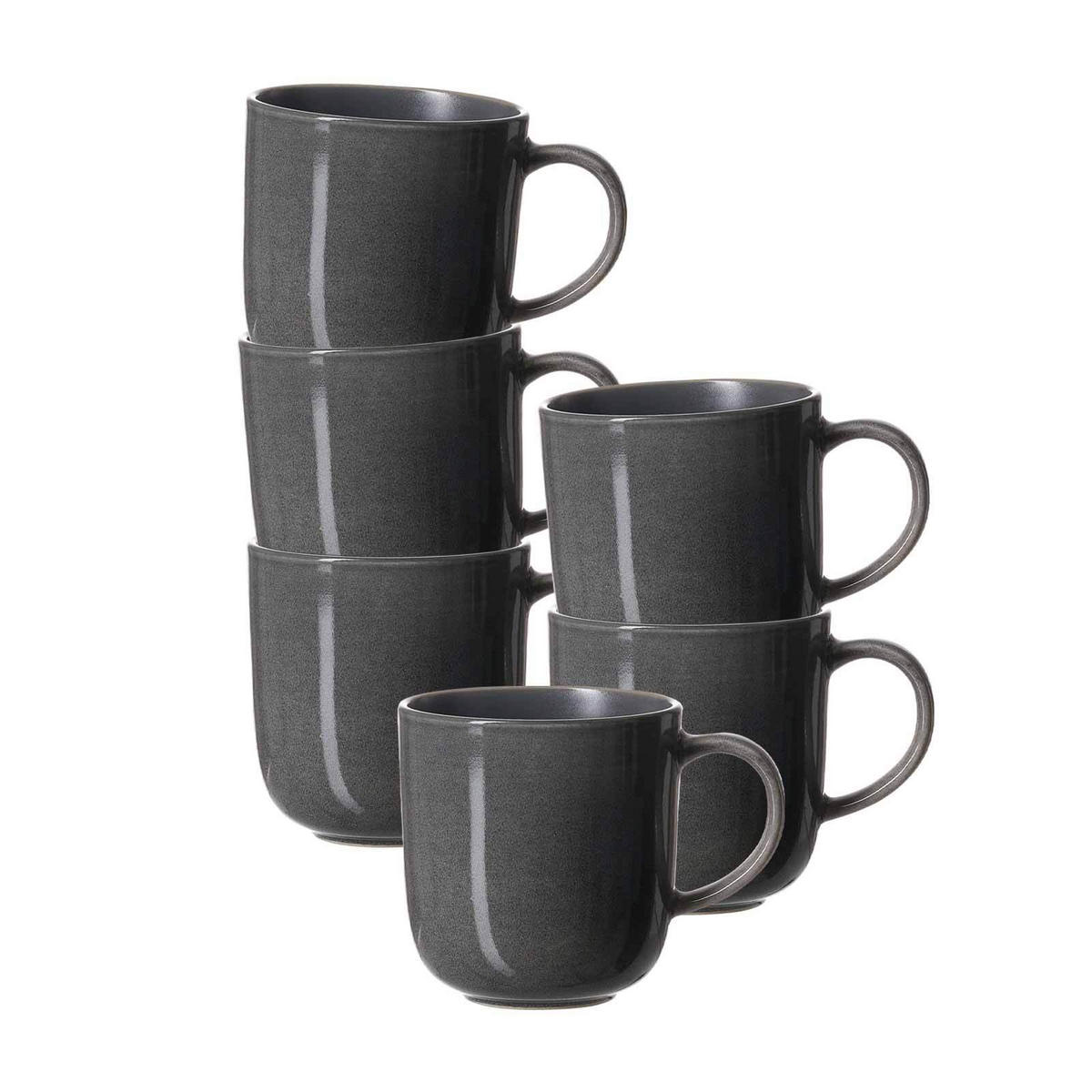 KAFFEEBECHER Toledo dunkelgrau 400 ml 6er Set - Dunkelgrau, Keramik (0.4L) - Ritzenhoff Breker