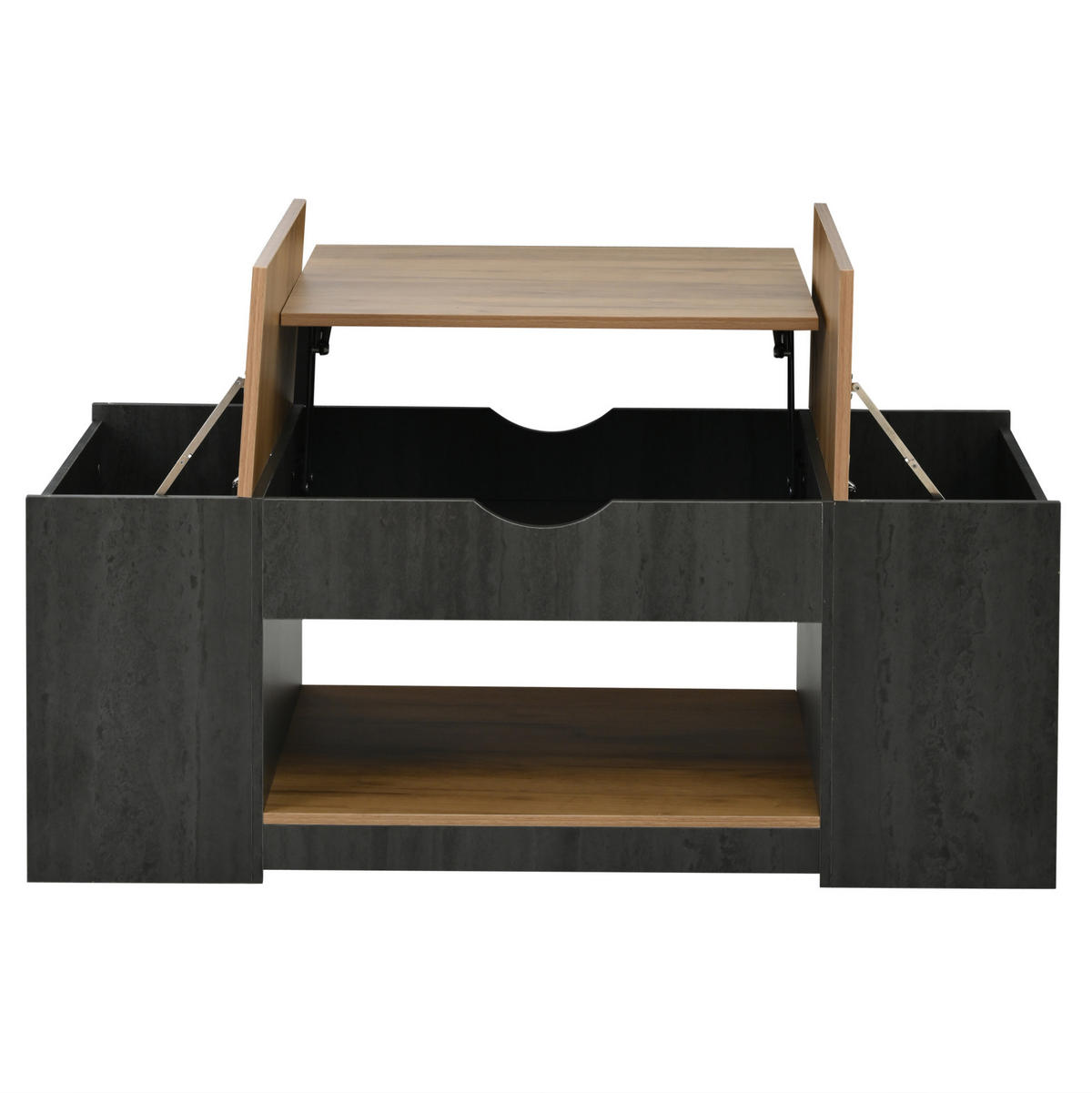 COUCHTISCH, höhenverstellbar mit Stauraum, MDF-Holzmaserung, grauer Korpus, 109,5/59,7/43 cm,Grau - Grau, Holzwerkstoff (59.7/109.5/57.4cm) - Redom