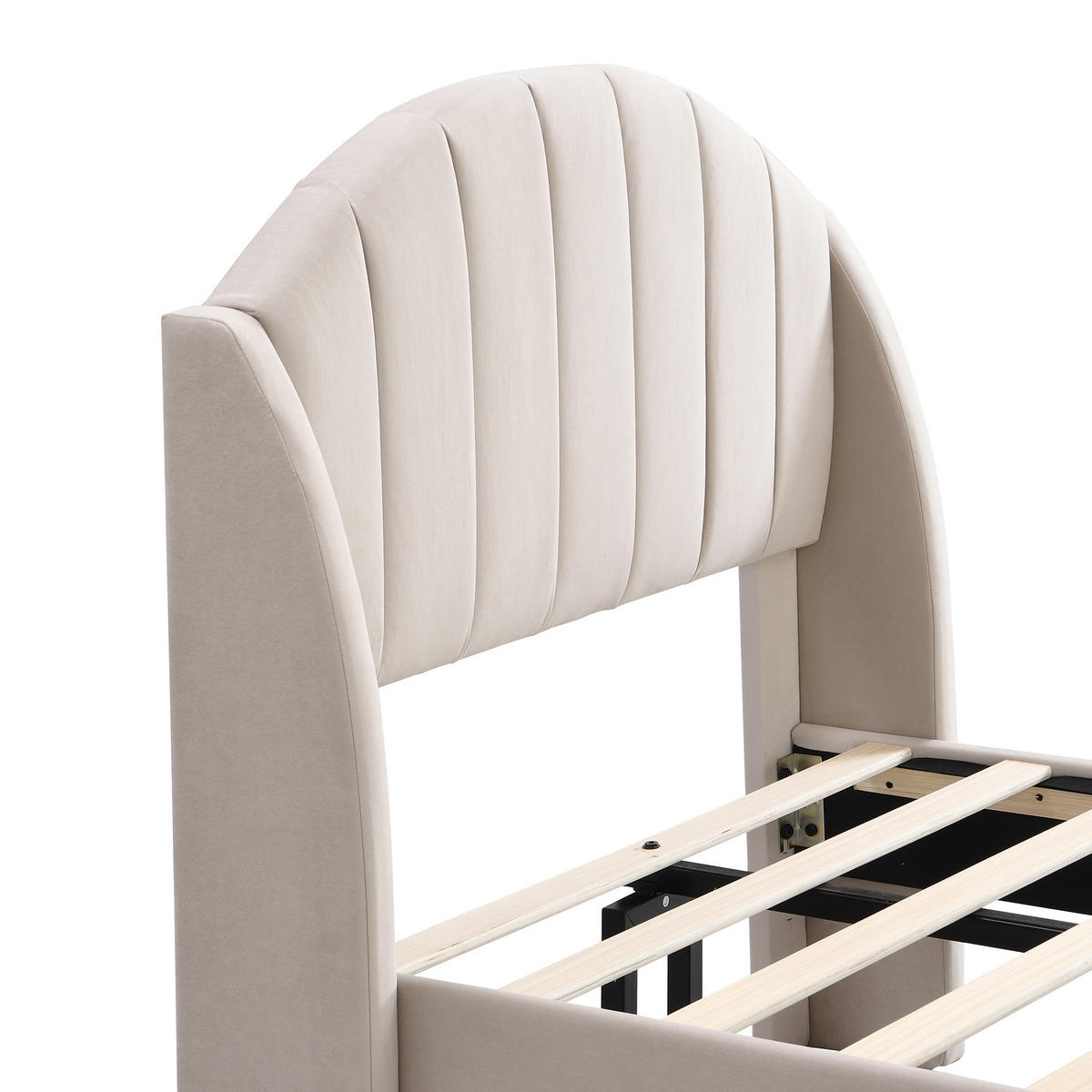 POLSTERBETT 90/200 cm Beige mit Lattenrost und Kopfteil - Beige, Textil (90/200cm) - OKWISH