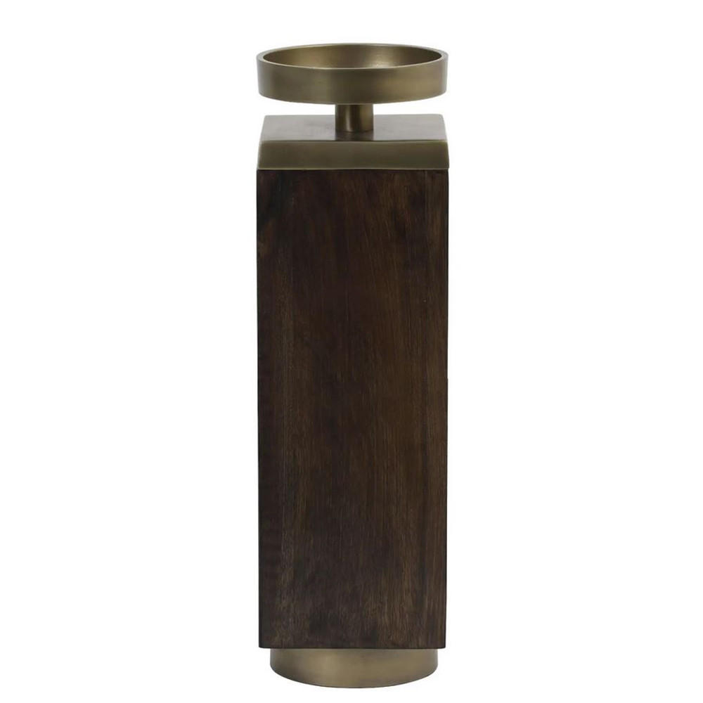 KERZENHALTER BURATA 12x12x38 cm, Braun/Bronze - Braun, Holz (12/38/12cm) - Light & Living