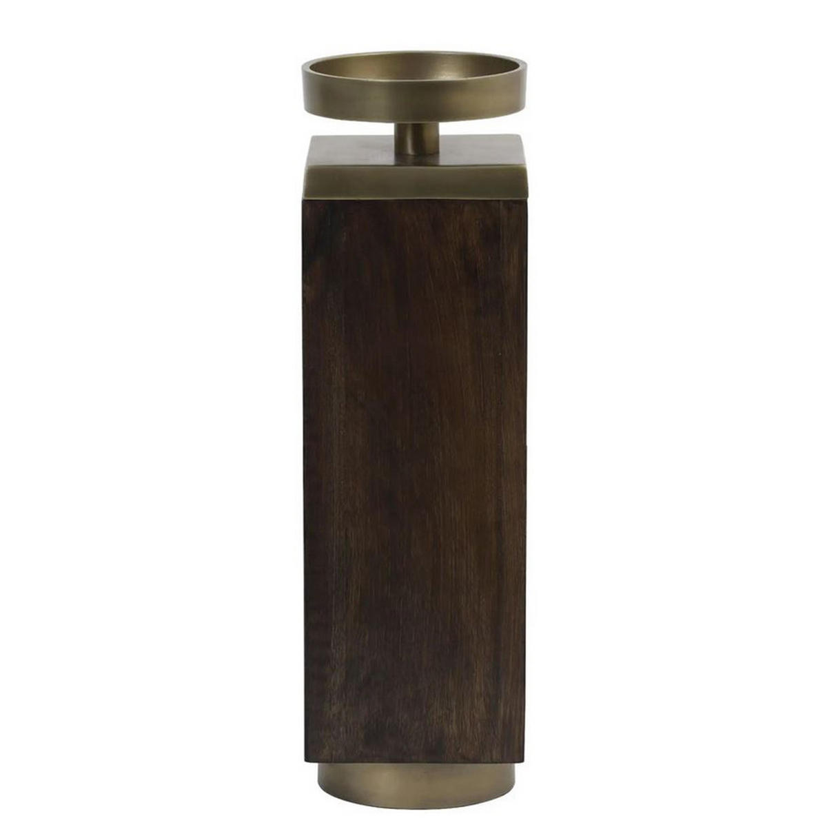 KERZENHALTER BURATA 12x12x38 cm, Braun/Bronze - Braun, Holz (12/38/12cm) - Light & Living