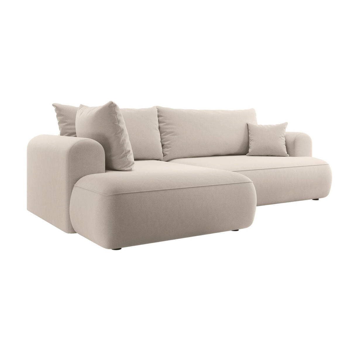 ECKSOFA Ovo Hellbeige Samt - Ecru/Schwarz, Kunststoff/Textil (260/165cm) - Selsey