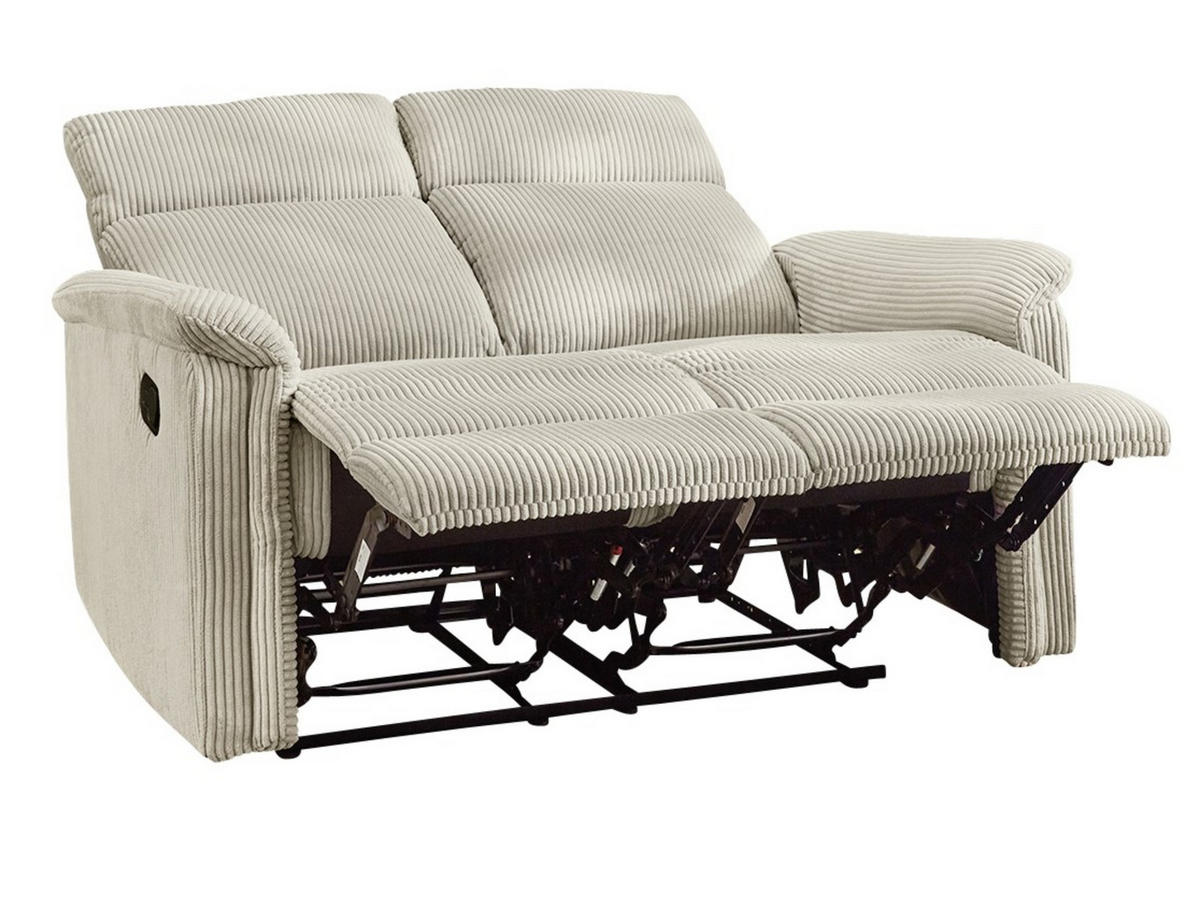 2-SITZER-RELAXSOFA Federkern, Liegefunktion verstellbar durch halbautomatische Relaxfunktion B127/T93/H100 cm, Cord Beige / 15505 - Beige/Schwarz, Textil (127/100/93cm) - luma-home