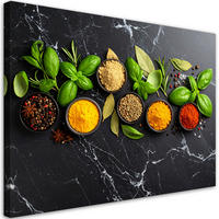 LEINWANDBILD Marmor bunte Gewürze und Kräuter 100x70cm - Grau, Textil (100/70cm) - Feeby
