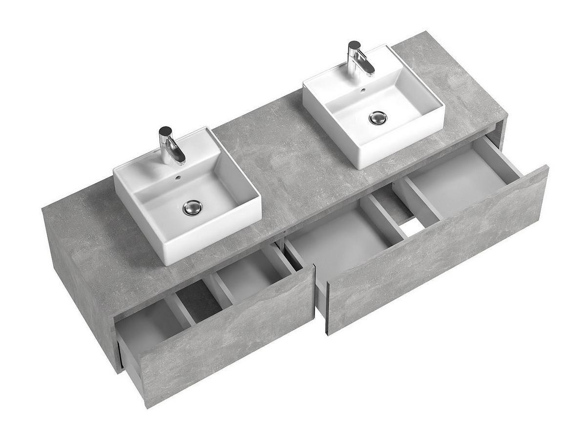 DOPPELWASCHTISCH - 150cm x 47cm - Holzspan - hellgrau - ISAURE - Hellgrau, Holz (150/32/47cm) - Vente-Unique