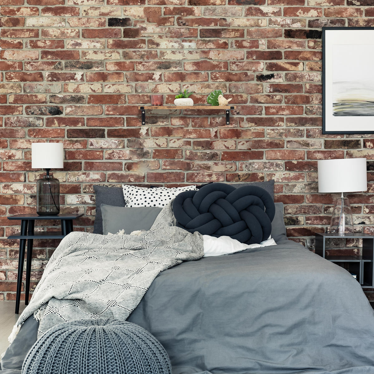 2XNÁSTENNÉ regály - hnedá, kov/kompozitné drevo (48/9.5/15.5cm) - Relaxdays