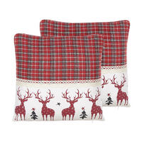 DEKOKISSEN 2er-Set Rot 45/45 cm Robbie - Rot, Naturmaterialen/Textil (45/45cm) - Beliani