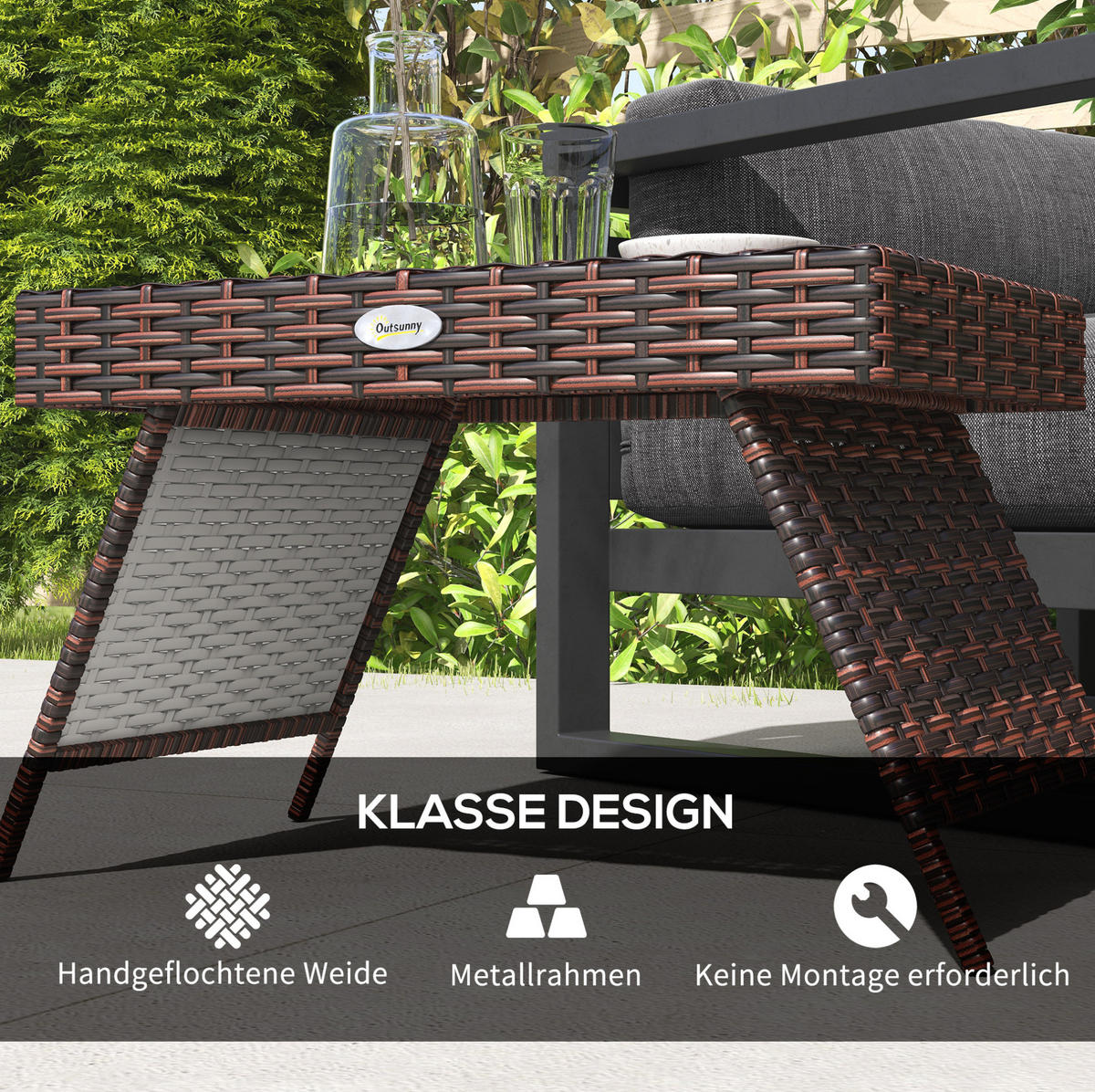 KLAPPTISCH aus Rattan 60x41x41 cm Braun wasserfest und platzsparend - Braun, Kunststoff (60/41/41cm) - Modfu