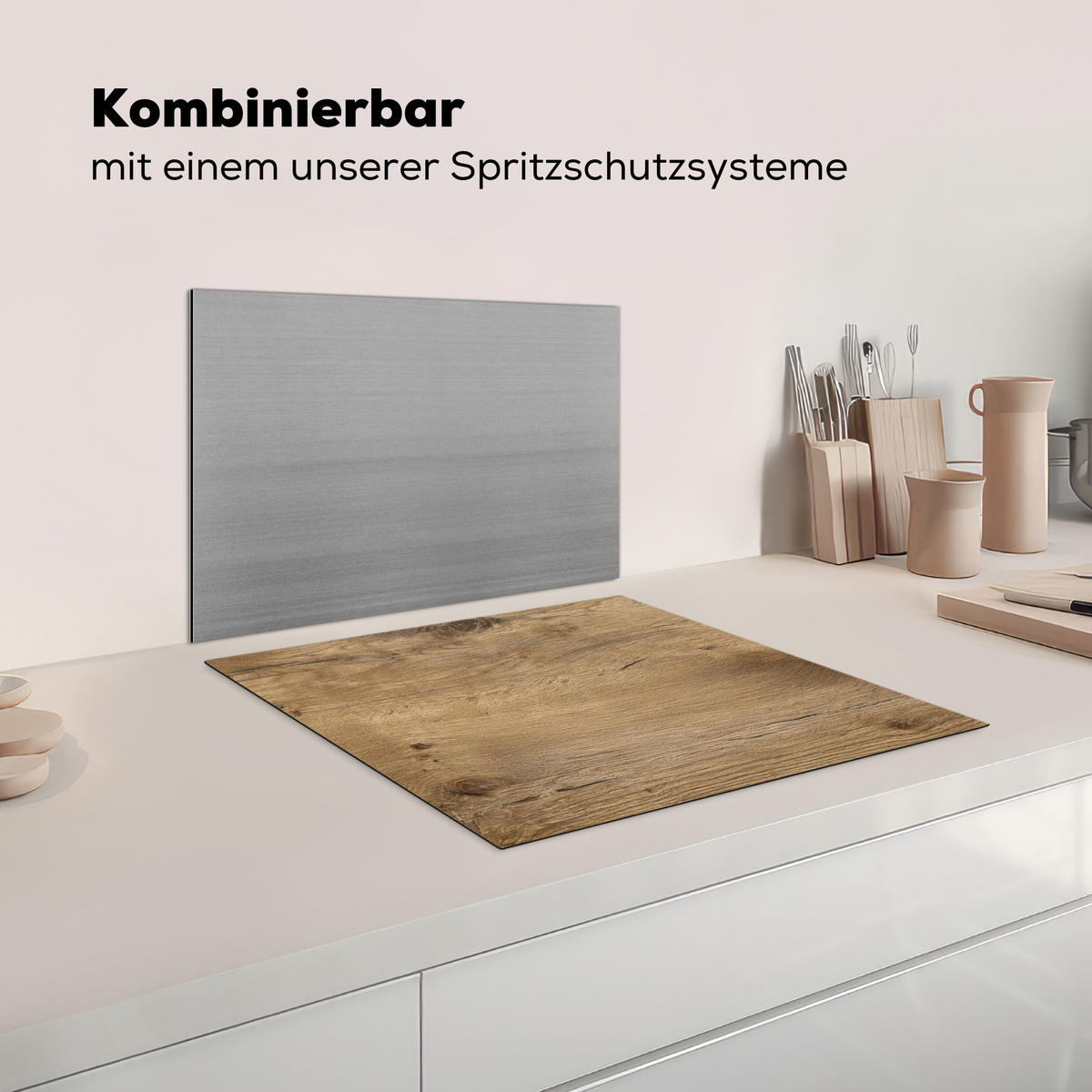 HERDABDECKPLATTE Holz - Braun - Holzoptik Abdeckung Ceranfeld 59x51 cm - Eichefarben, Kunststoff (59/51/0.2cm) - MuchoWow