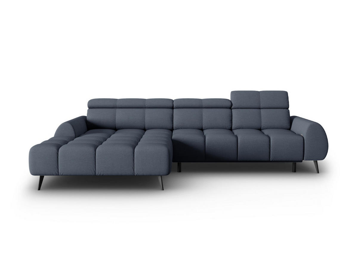 ELEKTRISCHES-ECKSOFA links Alyse aus strukturiertem Stoff dunkelblau 5 Sitzplätze - Dunkelblau, Textil (188/295cm) - Micadoni