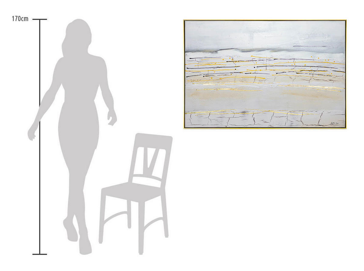 ACRYLBILD HANDGEMALT Grau 123/83 cm - Grau, Textil (122.5/82.5cm) - KUNSTLOFT