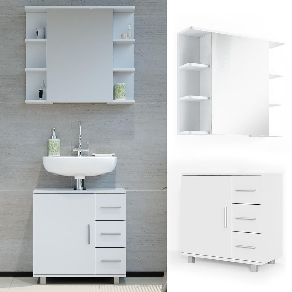 BADMÖBEL-SET Ilias Weiß 2 Teile - Weiß, Holzwerkstoff (60/60.8/33cm) - Vicco