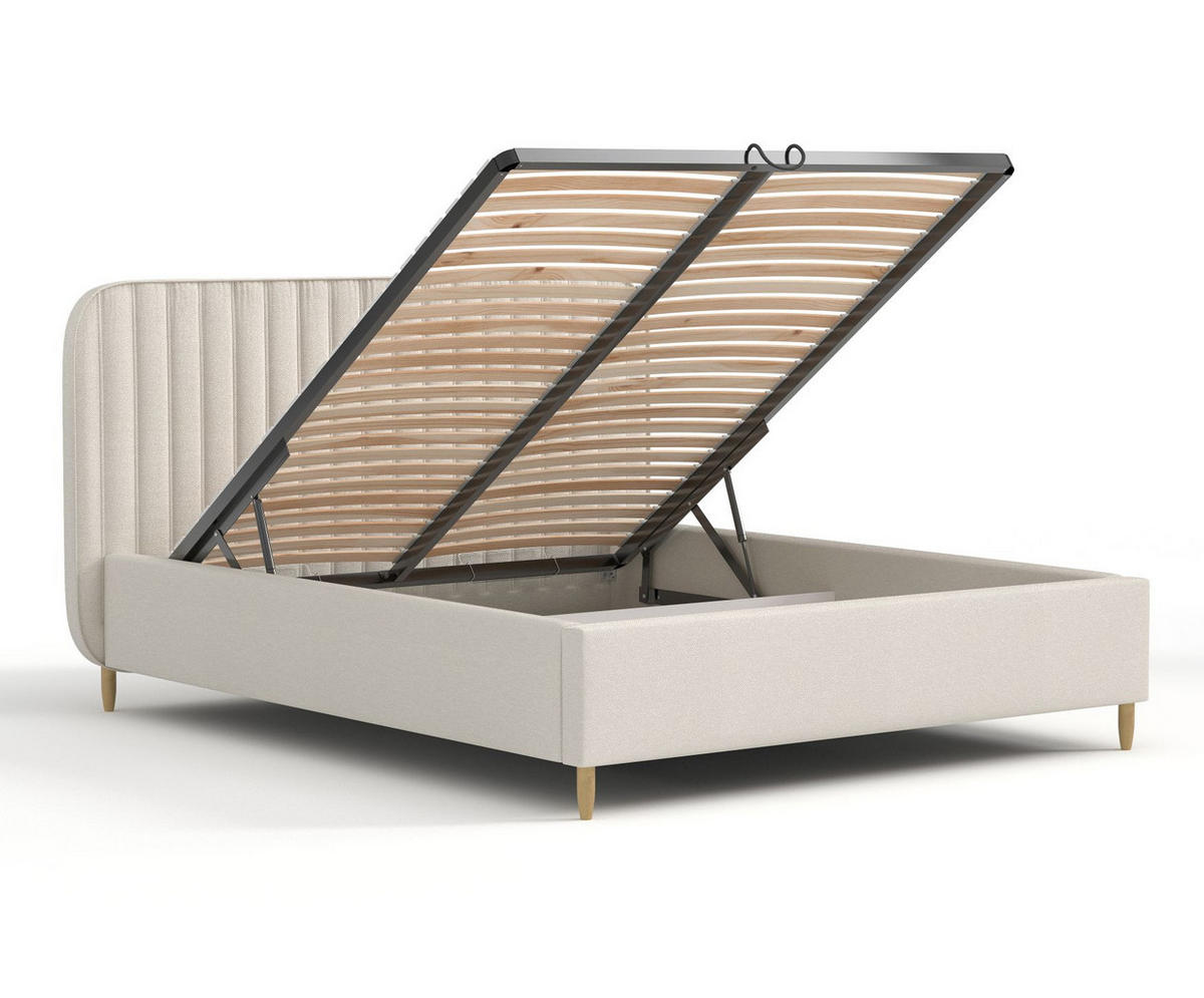 POLSTERBETT Noto Beige 120/200 cm im Webstoff - Beige/Naturfarben, Holz/Holzwerkstoff (120/200cm) - Maison de Reve