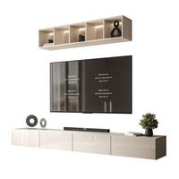 WOHNWAND CARMEN III, hängend mit offenem Regal. - Kaschmir, Holzwerkstoff (250/27/40cm) - Lookway