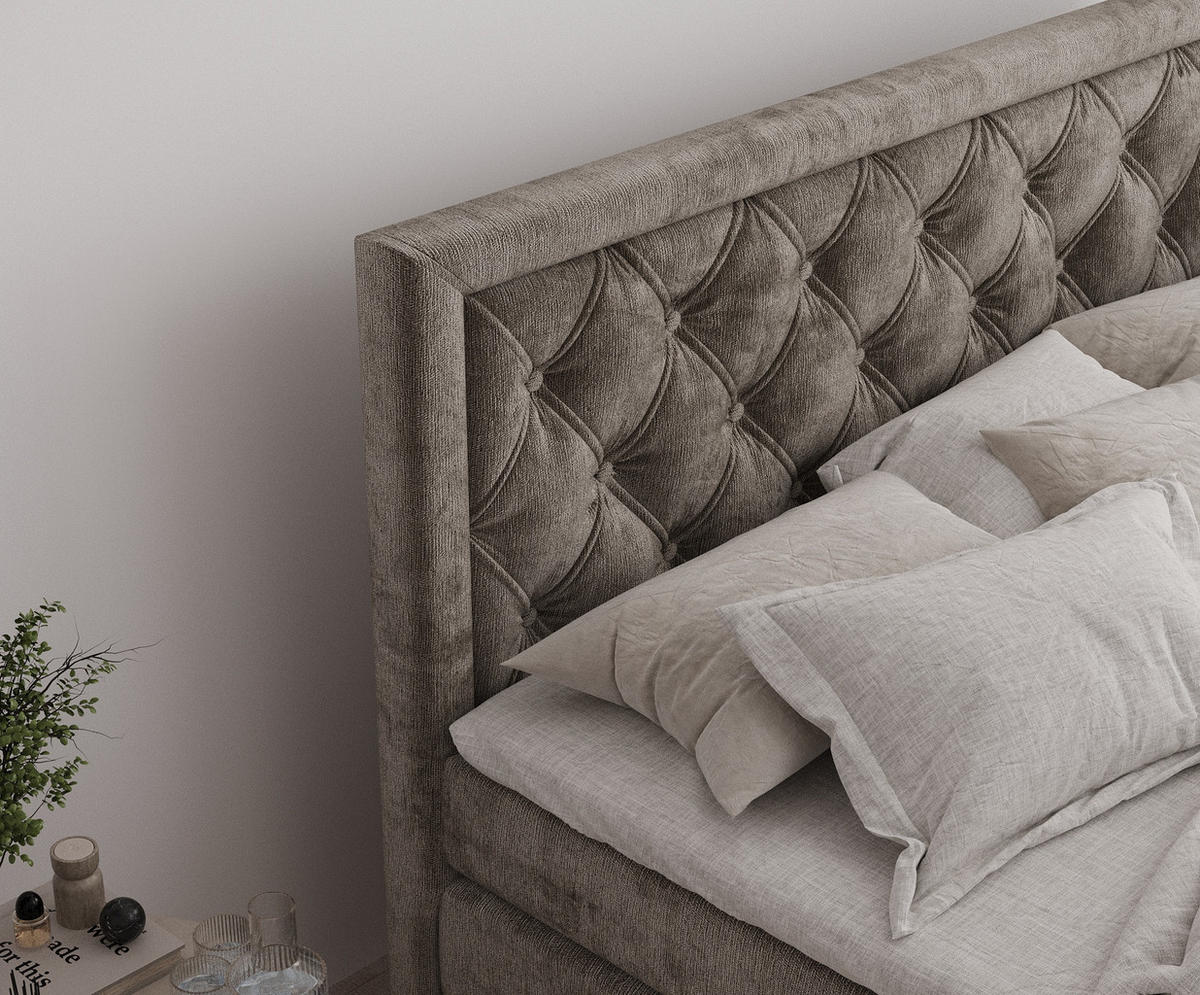 BOXSPRINGBETT Aurelia Braun 180/200 cm - Schwarz/Braun, Holz/Holzwerkstoff (180/200cm) - Maison de Reve