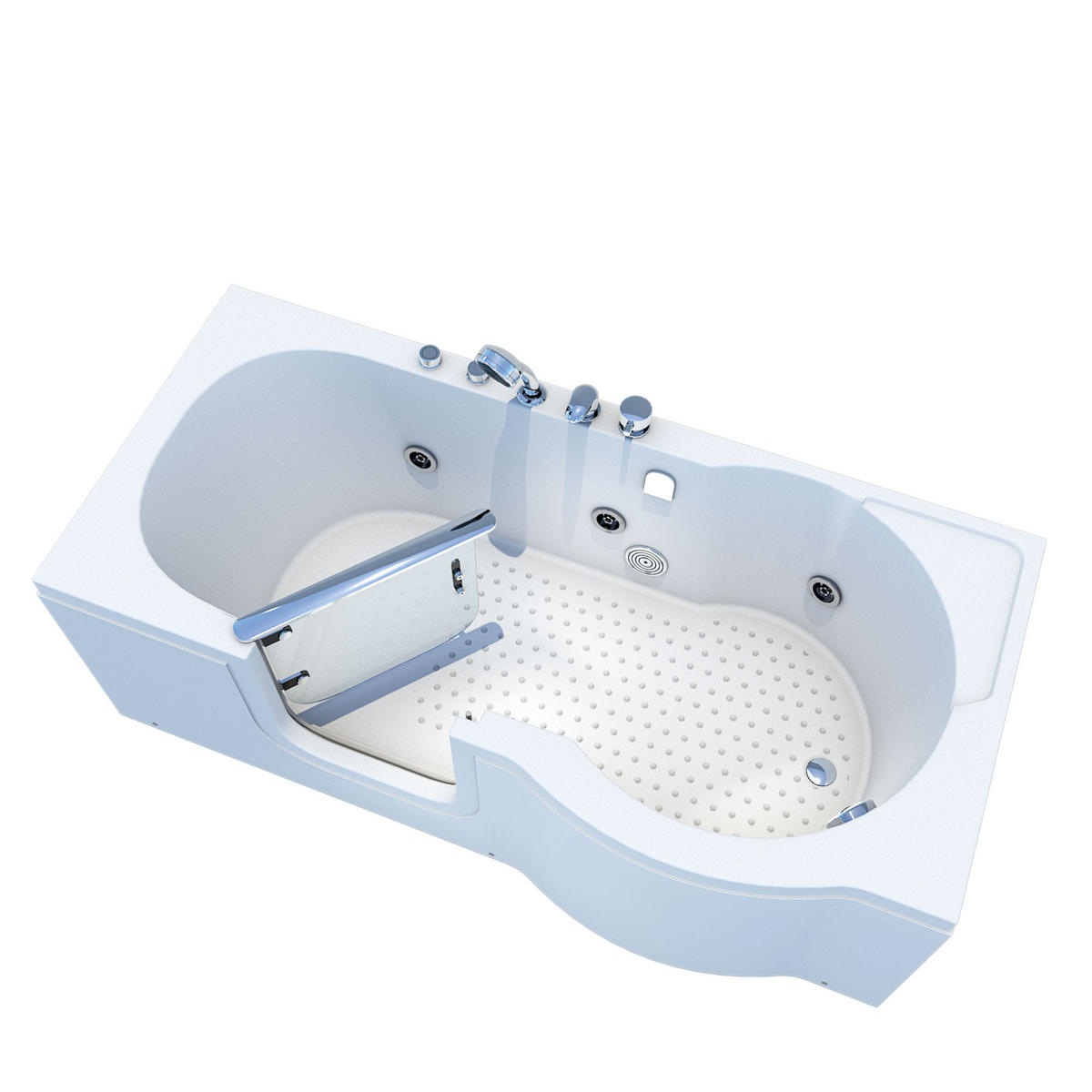 SITZWANNE Whirlpool Badewanne mit Tür S12-EH-WP-L 170x85cm - Weiß, Glas/Kunststoff (85/60/170cm) - AcquaVapore by Sandra Jentho