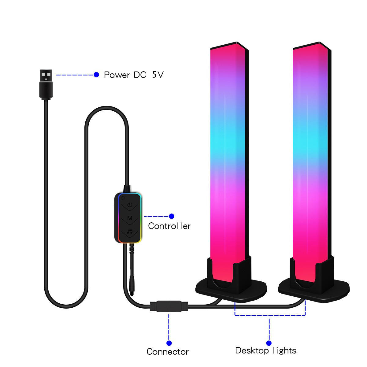 LED-TISCHLEUCHTE Schwarz 3.3/3.25/28 cm 2 Stück - Schwarz, Kunststoff (3.3/3.25/28cm) - Authentics