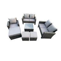 GARTENMÖBELSET Polyrattan Dunkelgrau 8-Sitzer - Dunkelgrau, Metall - Fimous