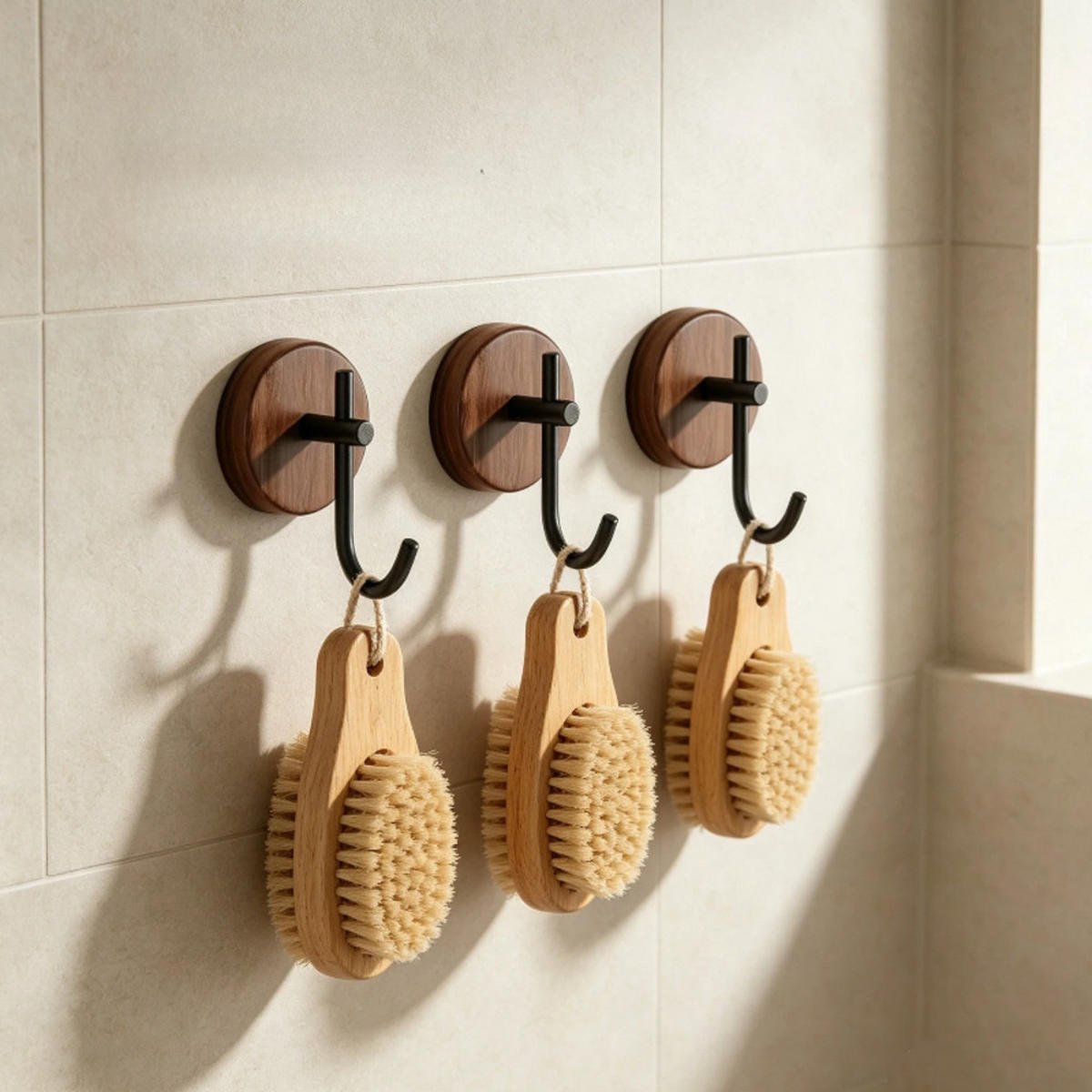 HAKENLEISTE,HOLZ,8.5×5.5×6 cm，4er-Pack - Braun, Holz (5.5/6/8.5cm) - Weltevree